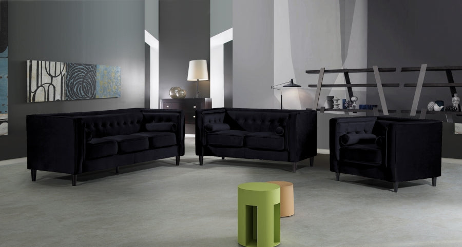Meridian Furniture - Taylor Velvet Loveseat in Black - 642Black-L