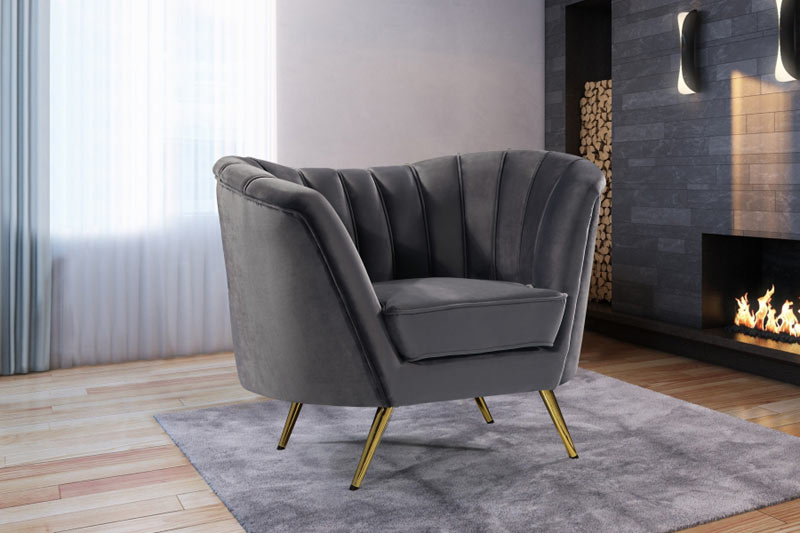 Meridian Furniture - Margo 3 Piece Living Room Set in Grey -  622Grey-S-3SET - GreatFurnitureDeal