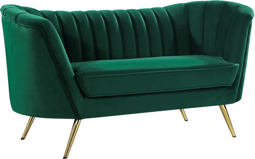 Meridian Furniture - Margo Velvet Loveseat in Green - 622Green-L - GreatFurnitureDeal