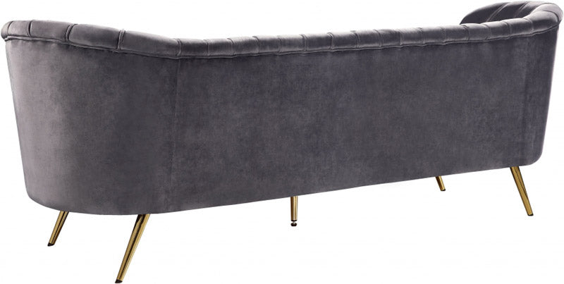 Meridian Furniture - Margo Velvet Sofa in Grey - 622Grey-S - GreatFurnitureDeal