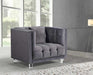 Meridian Furniture - Mariel Velvet Chair in Grey - 629Grey-C - GreatFurnitureDeal