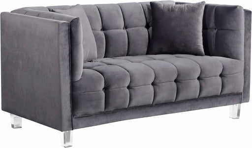 Meridian Furniture - Mariel Velvet Loveseat in Grey - 629Grey-L - GreatFurnitureDeal