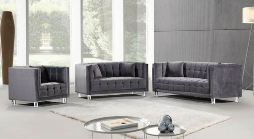 Meridian Furniture - Mariel Velvet Loveseat in Grey - 629Grey-L - GreatFurnitureDeal