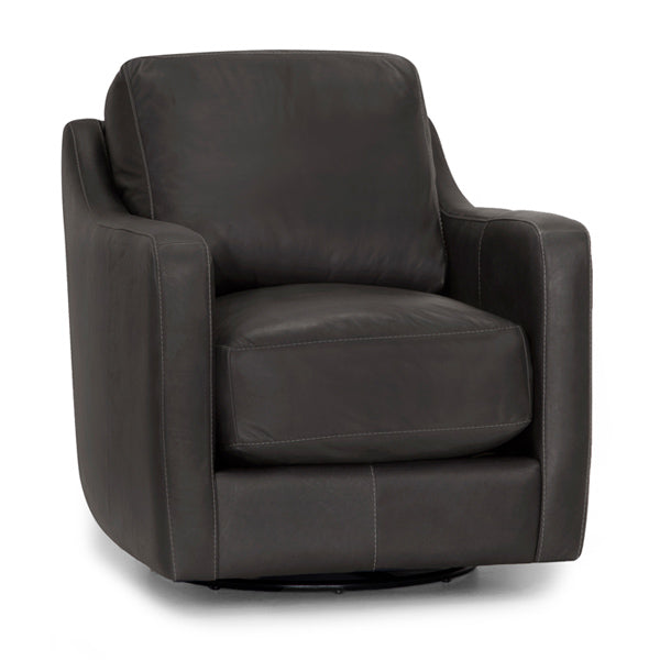 Franklin Furniture - Chelsea Leather Swivel Accent Chair in Dark Gray - 2183-95-04