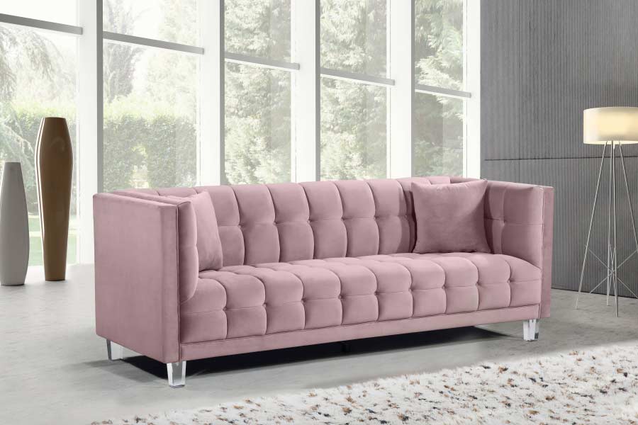 Meridian Furniture - Mariel Velvet Sofa in Pink - 629Pink-S