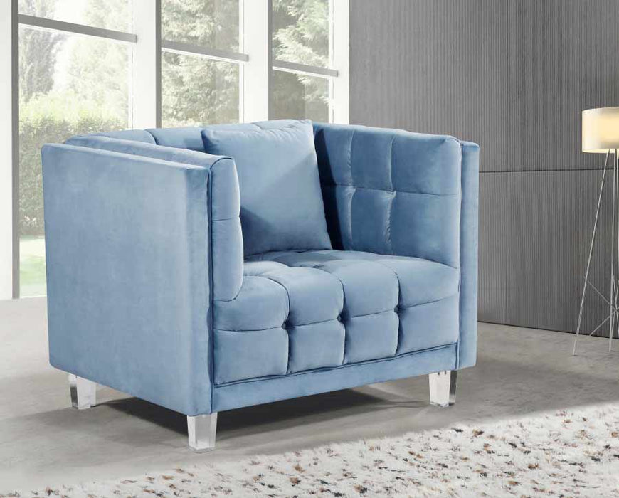 Meridian Furniture - Mariel Velvet Chair in Sky Blue - 629SkyBlu-C - GreatFurnitureDeal