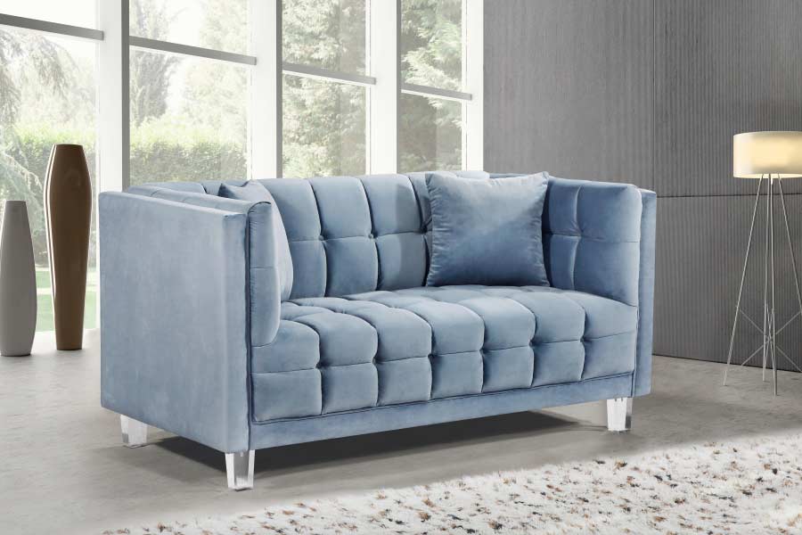 Meridian Furniture - Mariel 3 Piece Living Room Set in Sky Blue - 629SkyBlu-S-3SET - GreatFurnitureDeal