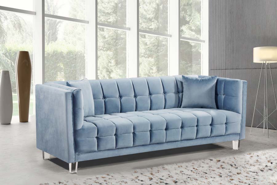 Meridian Furniture - Mariel Velvet Sofa in Sky Blue - 629SkyBlu-S