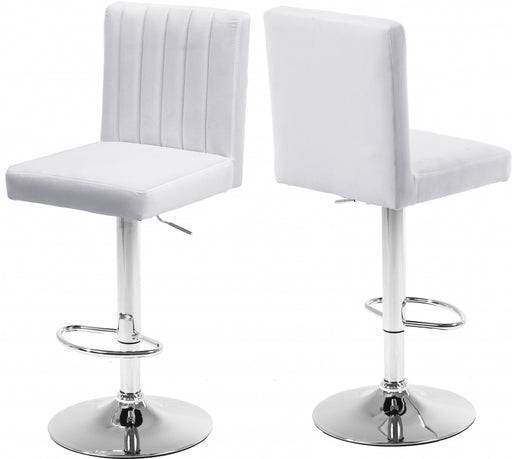 Meridian Furniture - Joel Velvet Adjustable Bar, Counter Stool in White (Set of 2) - 710White - GreatFurnitureDeal