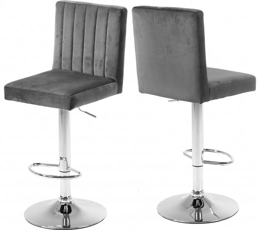Meridian Furniture - Joel Velvet Adjustable Bar, Counter Stool in Grey (Set of 2) - 710Grey - GreatFurnitureDeal