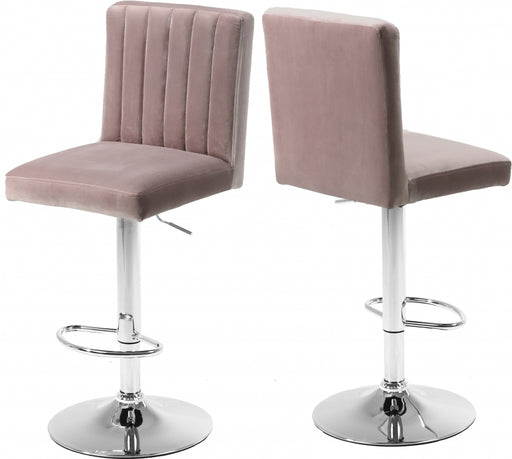 Meridian Furniture - Joel Velvet Adjustable Bar, Counter Stool in Pink (Set of 2) - 710Pink - GreatFurnitureDeal