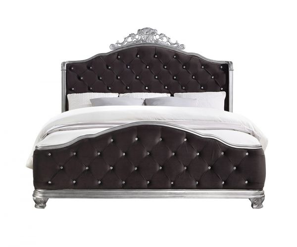 Acme Furniture - Leonora Queen Bed, Fabric & Vintage Platinum - 22140Q