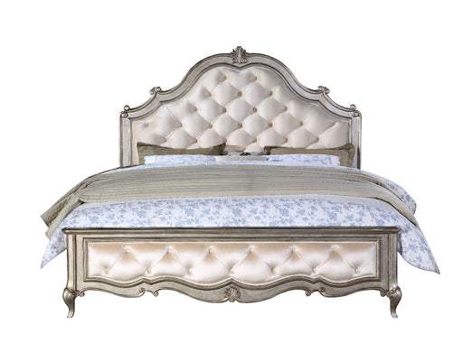 Acme Furniture - Esteban Queen Bed, Velvet & Antique Champagne - 22200Q - GreatFurnitureDeal