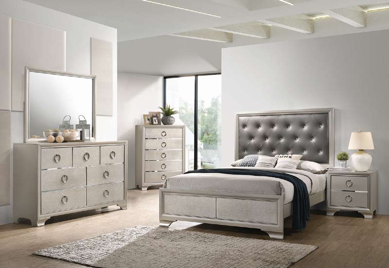 Coaster Furniture - Salford Eastern King Panel Bed in Metallic Sterling and Charcoal Grey- 222721KE - GreatFurnitureDeal