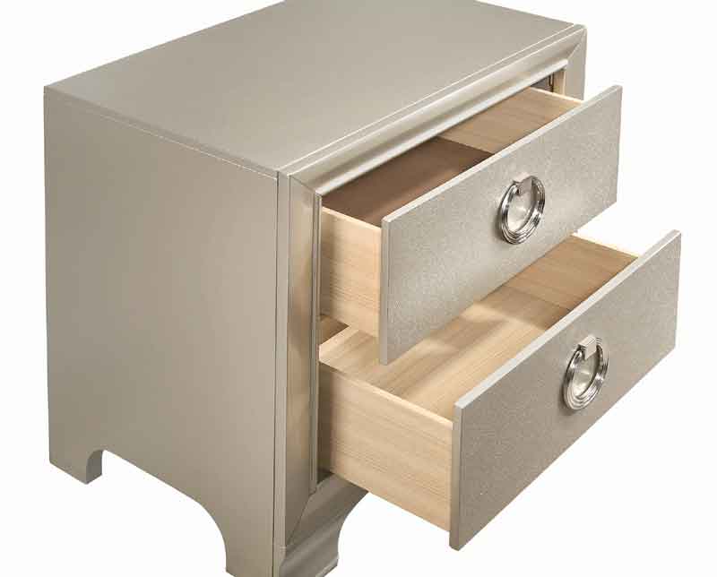 Coaster Furniture - Salford 2 Drawer Nightstand in Metallic Sterling - 222722 - GreatFurnitureDeal