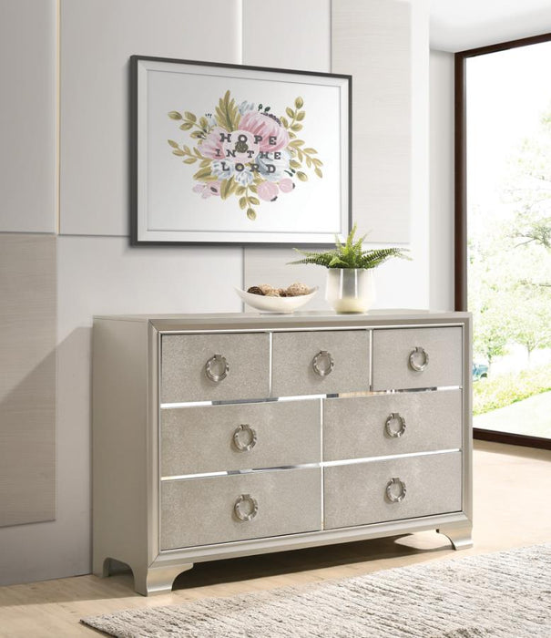 Coaster Furniture - Salford 7 Drawer Dresser with Mirror in Metallic Sterling - 222723-724