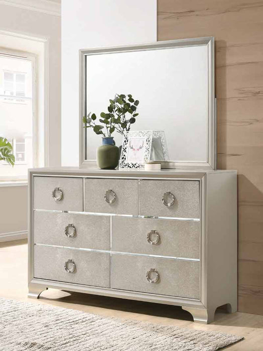 Coaster Furniture - Salford 7 Drawer Dresser with Mirror in Metallic Sterling - 222723-724 - GreatFurnitureDeal