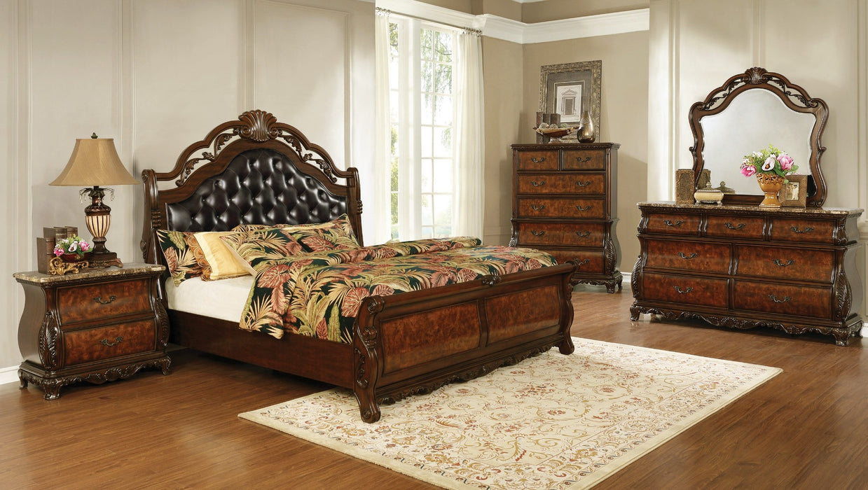 Coaster Furniture - Exeter California King Tufted Upholstered Sleigh Bed Dark Burl - 222751KW - GreatFurnitureDeal