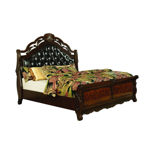 Coaster Furniture - Exeter California King Tufted Upholstered Sleigh Bed Dark Burl - 222751KW - GreatFurnitureDeal