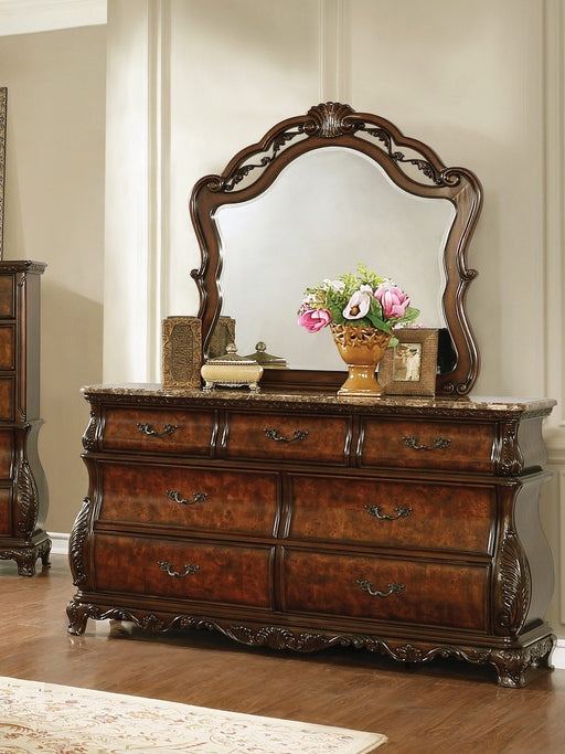 Coaster Furniture - Exeter Arched Dresser with Mirror Dark Burl - 222754 - GreatFurnitureDeal