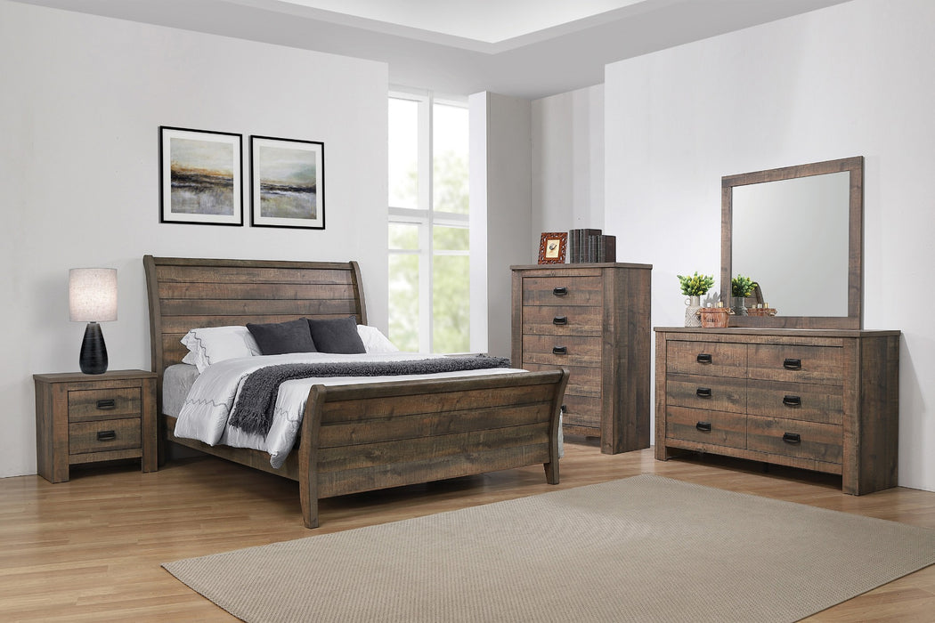 Coaster Furniture - Frederick Queen Sleigh Panel Bed Weathered Oak - 222961Q - GreatFurnitureDeal