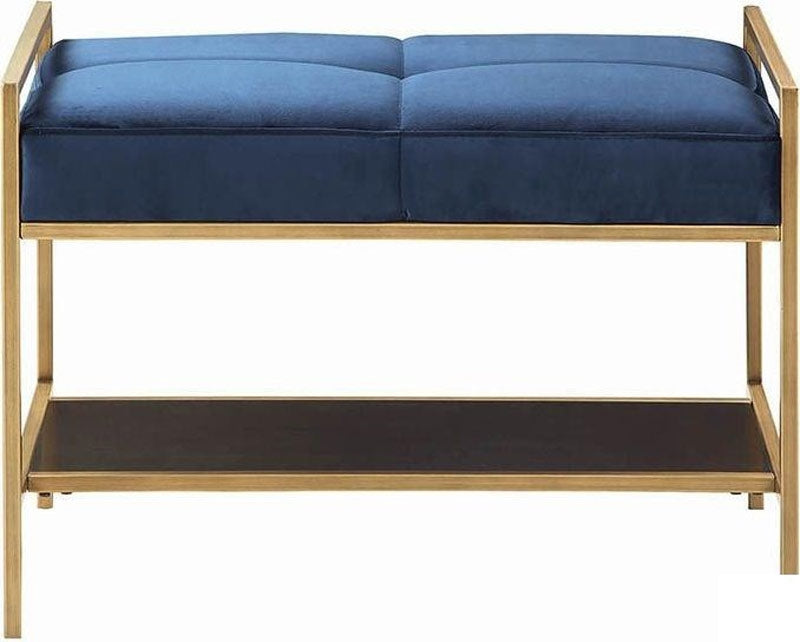 Coaster Furniture - Blue And Brass Bench - 223117 - Front View
