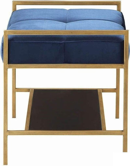 Coaster Furniture - Blue And Brass Bench - 223117