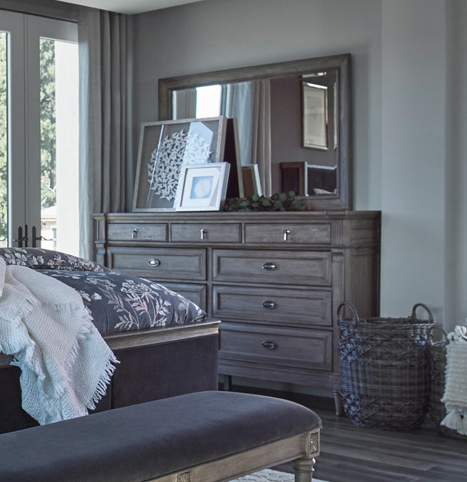 Coaster Furniture - Alderwood Rectangle Dresser With Mirror French Grey - 223124 - GreatFurnitureDeal