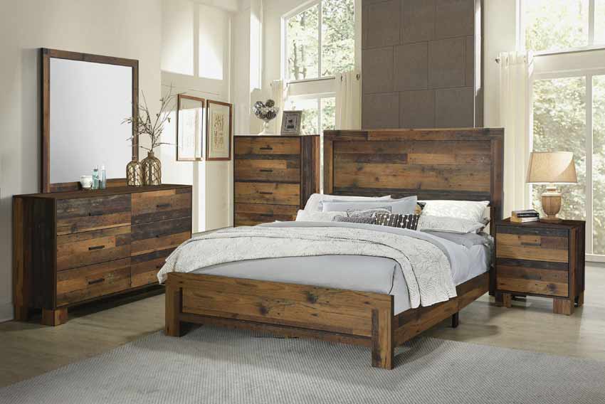 Coaster Furniture - Sidney Eastern King Panel Bed in Rustic Pine - 223141KE