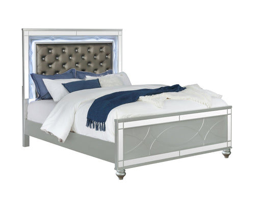 Coaster Furniture - Gunnison California King Panel Bed With LED Lighting Silver Metallic - 223211KW - GreatFurnitureDeal