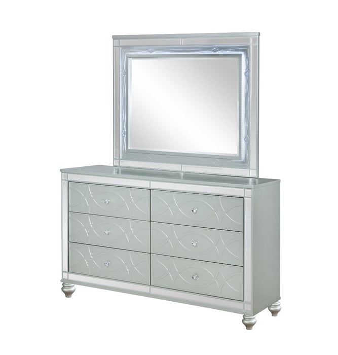 Coaster Furniture - Gunnison Dresser and Mirror With LED Lighting Silver Metallic - 223214 - GreatFurnitureDeal