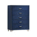Coaster Furniture - Melody 5 Drawer Upholstered Chest in Blue - 223375 - GreatFurnitureDeal