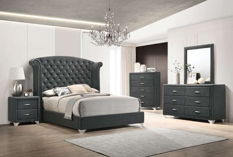 Coaster Furniture - Melody California King Tufted Upholstered Bed in Grey - 223381KW