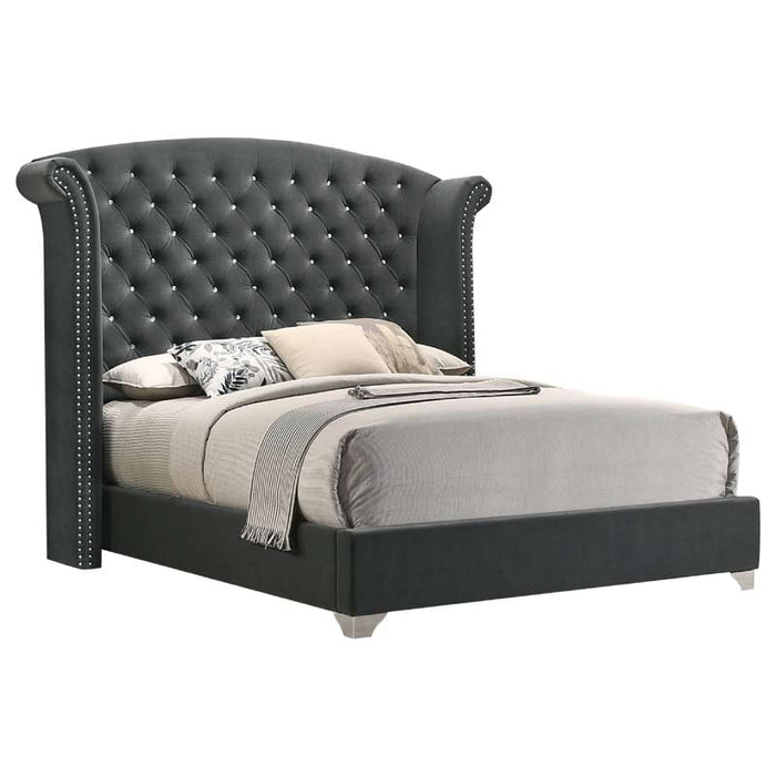Coaster Furniture - Melody Queen Tufted Upholstered Bed in Grey - 223381Q - GreatFurnitureDeal