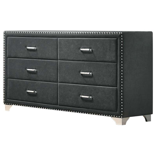 Coaster Furniture - Melody 6 Drawer Upholstered Dresser in Grey - 223383 - GreatFurnitureDeal