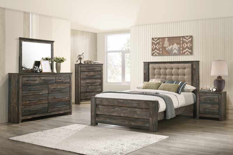 Coaster Furniture - Ridgedale Tufted Headboard Queen Bed in Brown and Latte - 223481Q