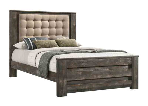 Coaster Furniture - Ridgedale Tufted Headboard Eastern King Bed in Brown and Latte - 223481KE - GreatFurnitureDeal