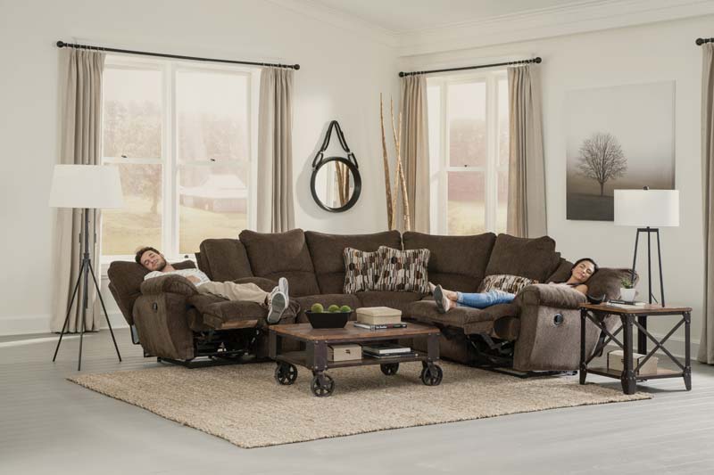 Catnapper - Elliott 2 Piece Power Reclining Lay Flat Sectional in Chocolate - 62256-62257-CHOCOLATE
