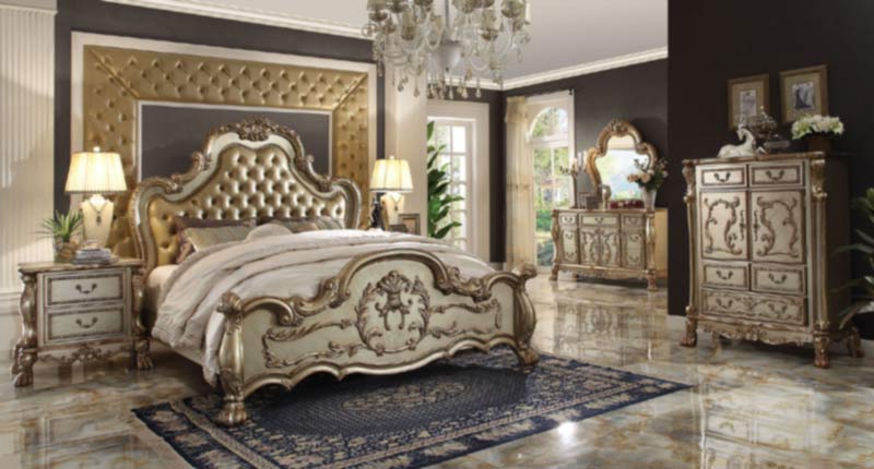 Acme Furniture - Dresden 5 Piece Bedroom Eastern King Bed Set in Gold Patina - 23157EK-5SET
