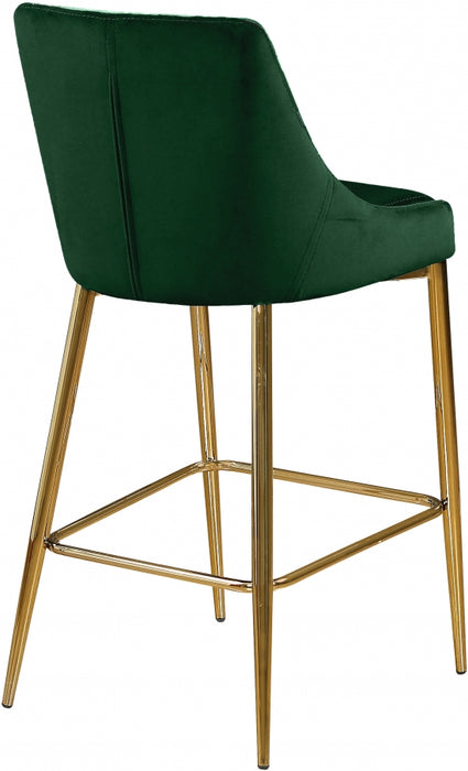 Meridian Furniture - Karina Velvet  Counter Stool Set of 2 in Green - 789Green-C
