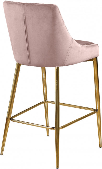 Meridian Furniture - Karina Velvet Counter Stool Set of 2 in Pink - 789Pink-C