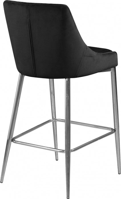 Meridian Furniture - Karina Velvet Counter Stool Set of 2 in Black - 790Black-C