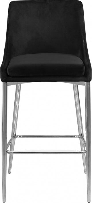 Meridian Furniture - Karina Velvet Counter Stool Set of 2 in Black - 790Black-C