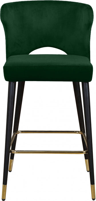 Meridian Furniture - Kelly Velvet Counter Stool Set of 2 in Green - 791Green-C - GreatFurnitureDeal