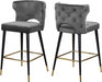 Meridian Furniture - Kelly Velvet Counter Stool Set of 2 in Grey - 791Grey-C - GreatFurnitureDeal