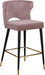 Meridian Furniture - Kelly Velvet Counter Stool Set of 2 in Pink - 791Pink-C - GreatFurnitureDeal