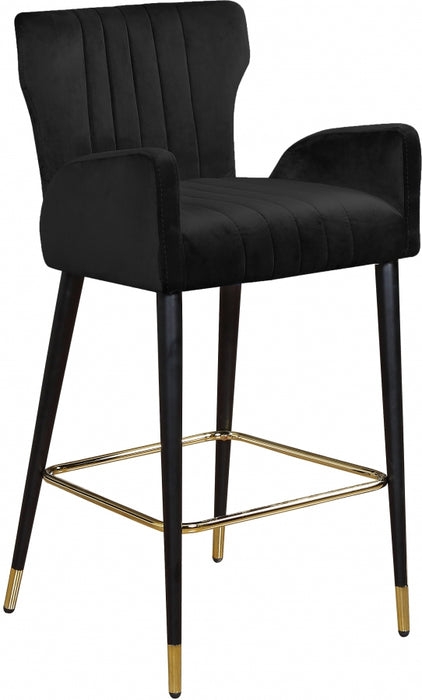 Meridian Furniture - Luxe Velvet Counter Stool Set of 2 in Black - 792Black-C
