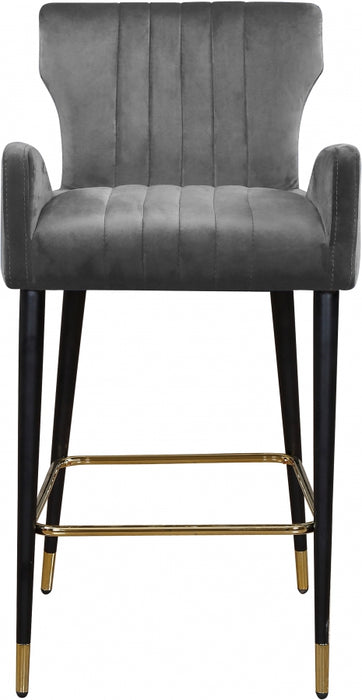 Meridian Furniture - Luxe Velvet Counter Stool Set of 2 in Grey - 792Grey-C - GreatFurnitureDeal