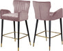 Meridian Furniture - Luxe Velvet Counter Stool Set of 2 in Pink - 792Pink-C - GreatFurnitureDeal
