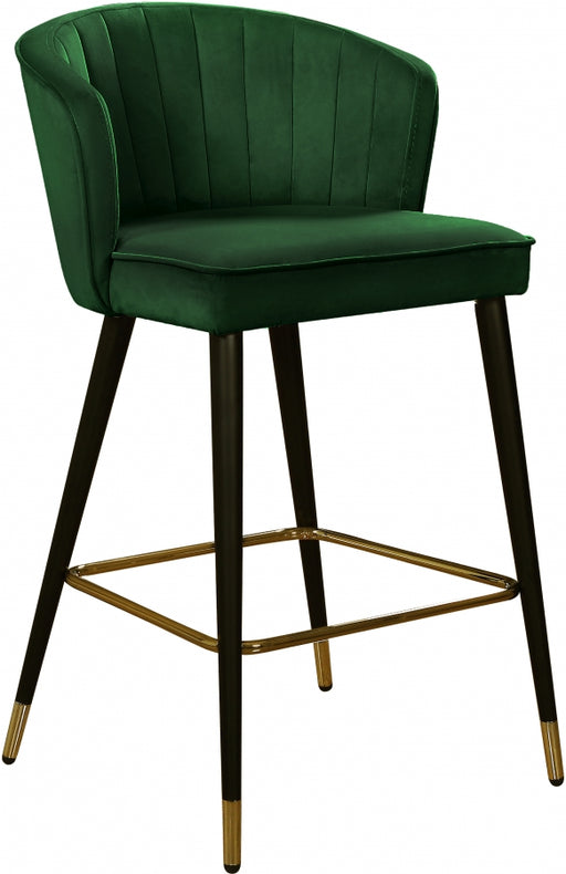 Meridian Furniture - Cassie Velvet Counter Stool Set of 2 in Green - 793Green-C - GreatFurnitureDeal